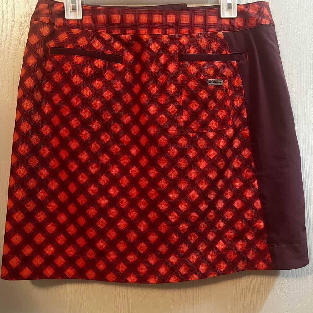Annika Cutter & Buck Golf Tennis Skort Maroon Orange Virginia Tech Colors Size 8 - Picture 6 of 9